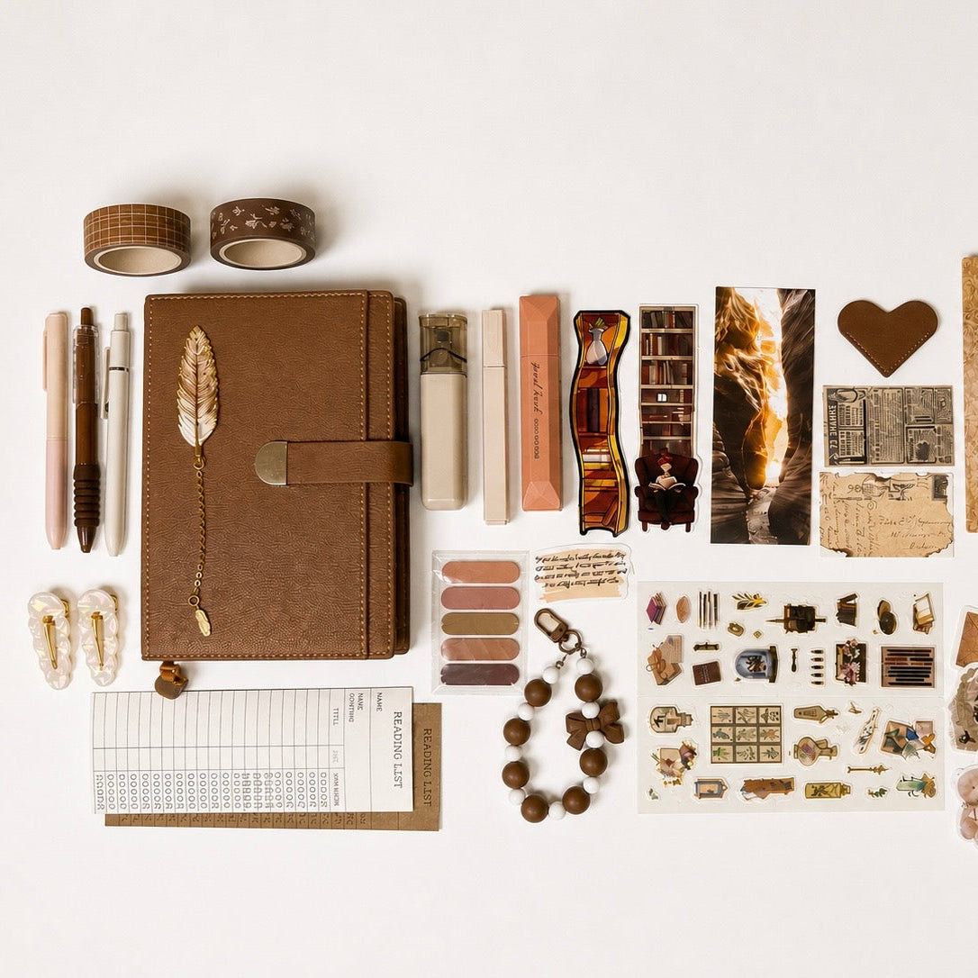 Soft Brown Mood Set – Warm Earthy Aesthetic Stationery Box | Veluna Box