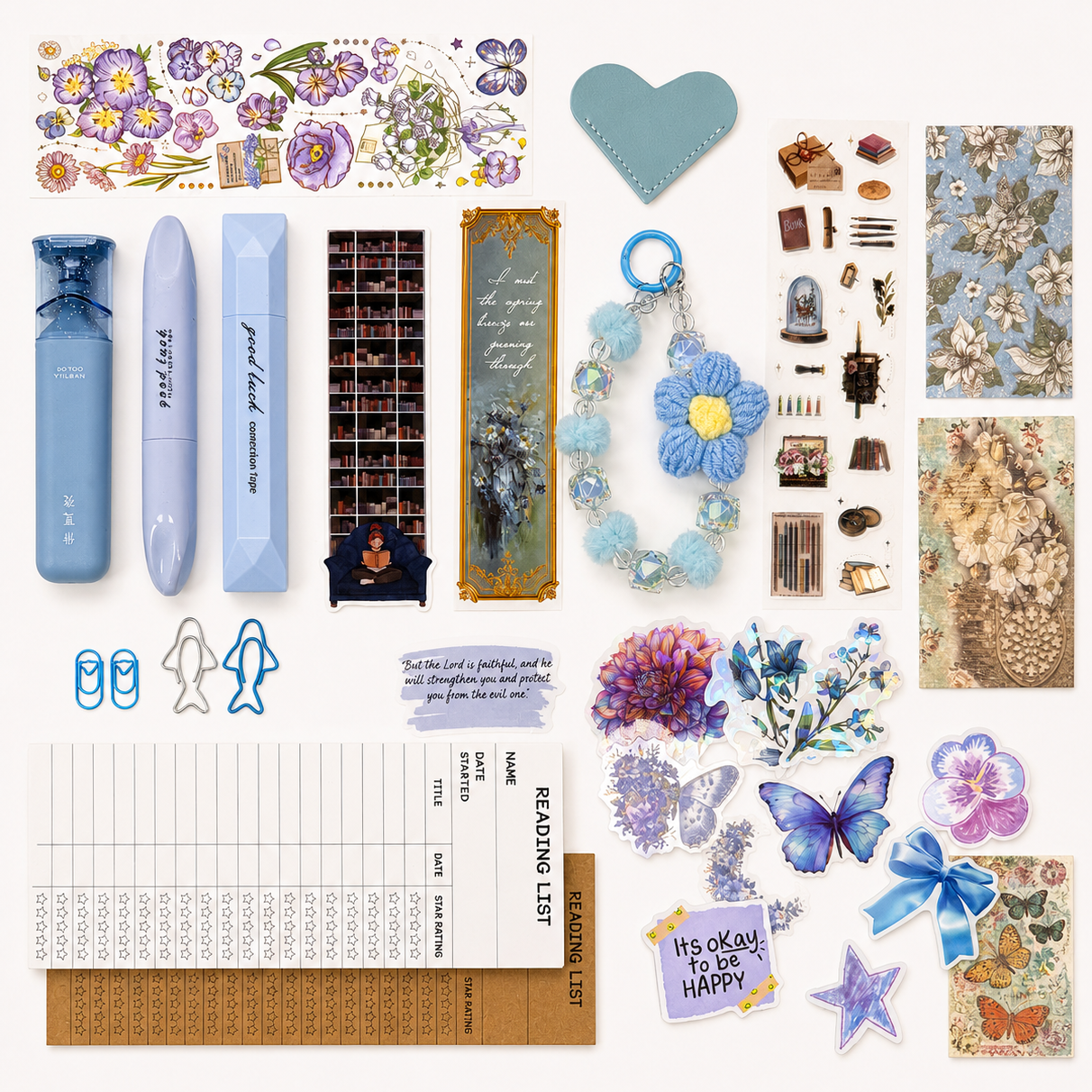 Sky Bloom Set – Blue Floral Aesthetic Stationery Box | Veluna Box