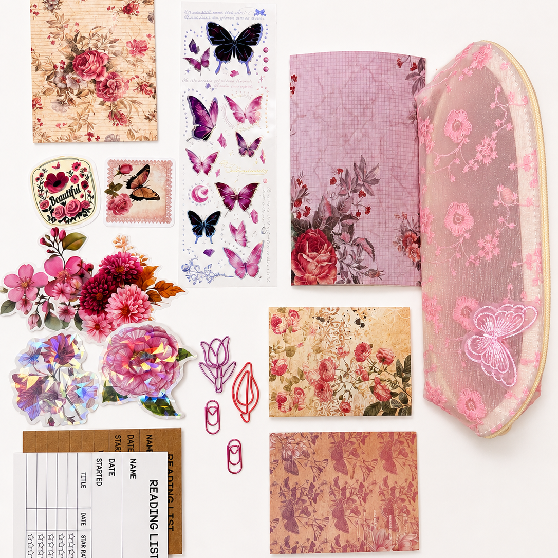 Rose Mood Set – Romantic Pink Aesthetic Stationery Box | Veluna Box