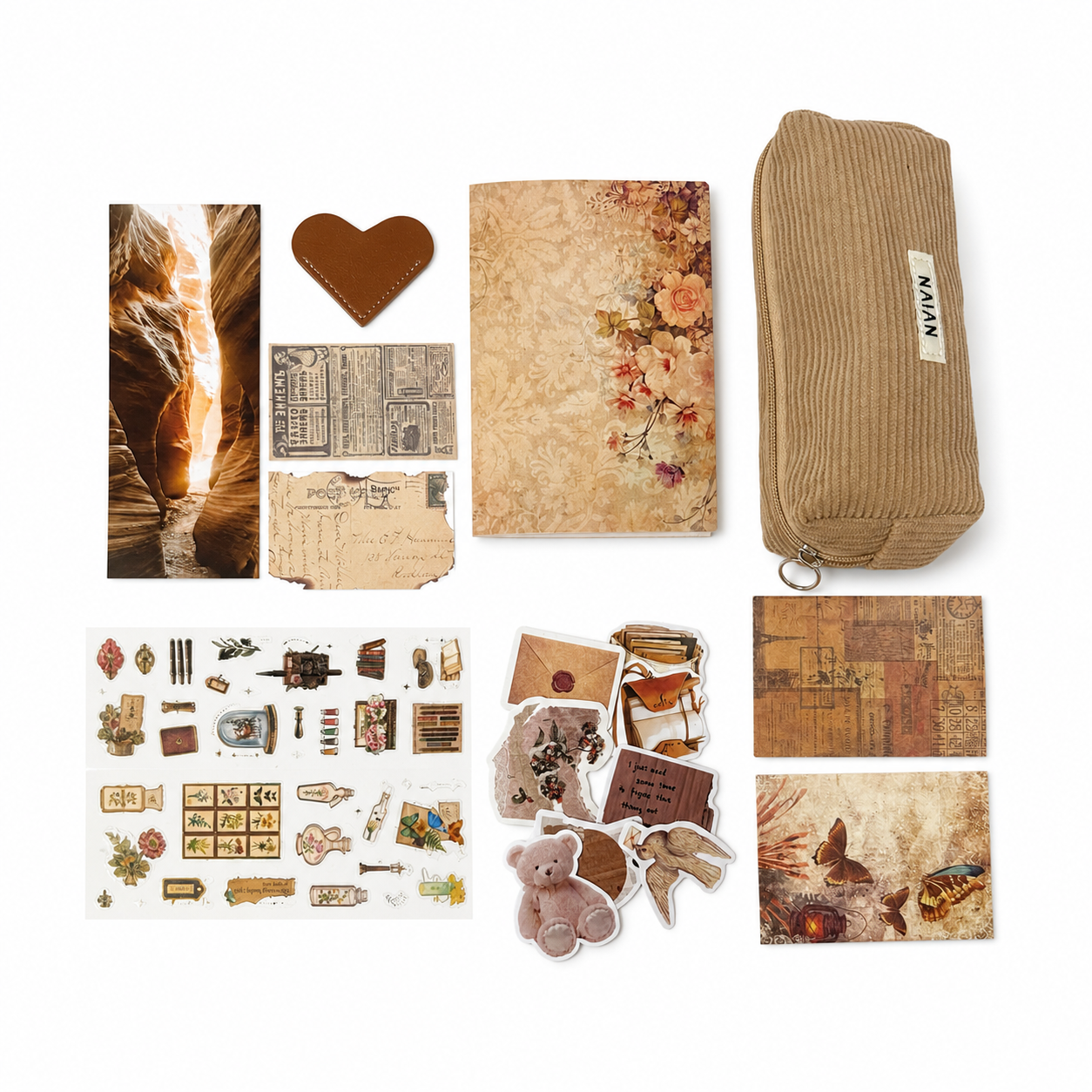 Soft Brown Mood Set – Warm Earthy Aesthetic Stationery Box | Veluna Box