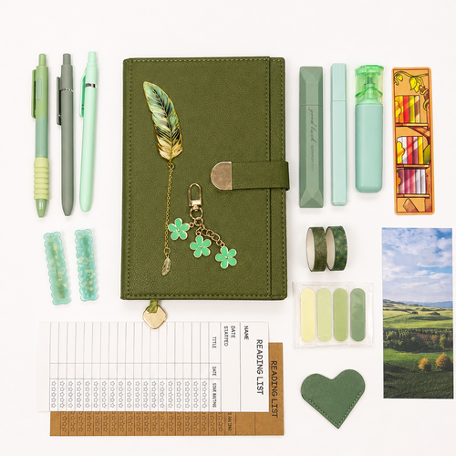 Fresh Green Set – Aesthetic Green Stationery Box | Veluna Box