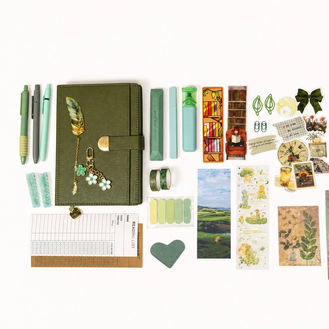 Fresh Green Set – Aesthetic Green Stationery Box | Veluna Box