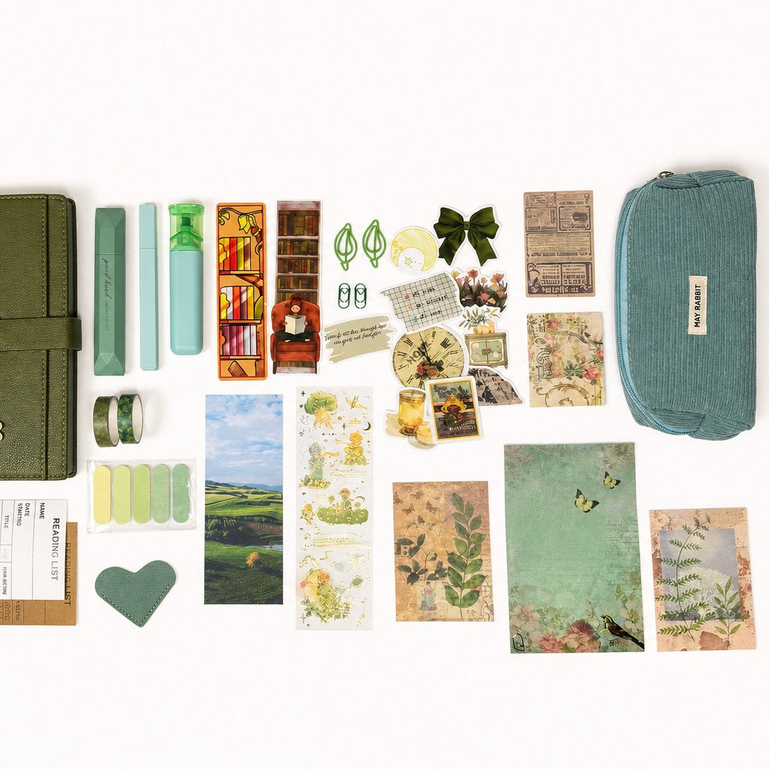 Fresh Green Set – Aesthetic Green Stationery Box | Veluna Box